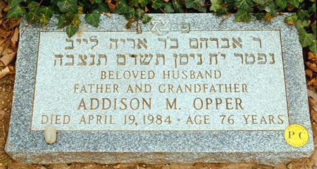 Addison (Abe) Opper's footstone