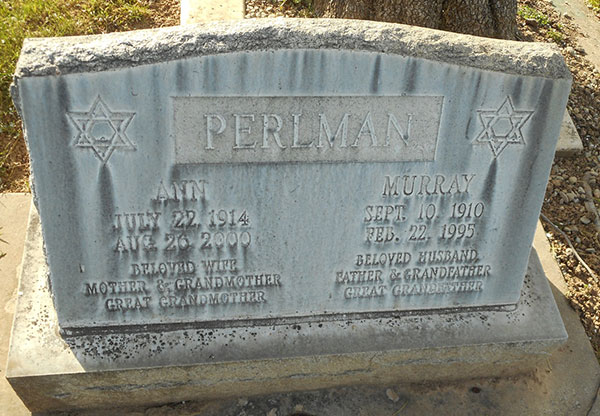 Ann and Murray Perlman's headstone