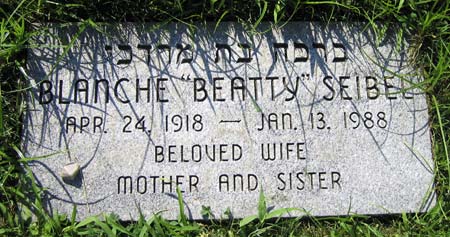 Blanche ("Beatty") Marcus Seibel's footstone