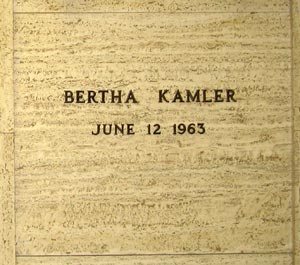 Bertha Laser Kamler's cryptstone