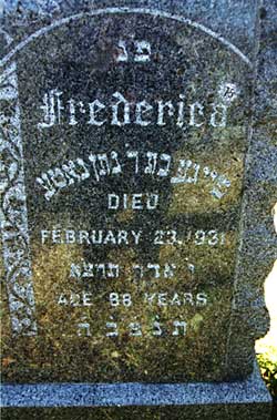 Fredricka Gordon Perlman's headstone (close-up)