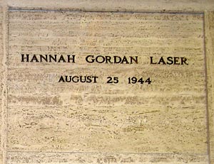 Hannah Gordan Laser's cryptstone