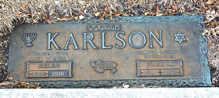 Helen and Paul Karlson's gravestone
