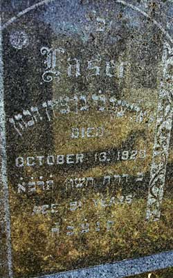 Lazar Perlman's headstone (close-up)