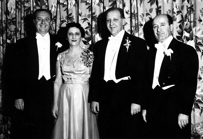 Irving Liebowitz (best man) with nephew Martin (groom) and his parents, Betty & Phil Leibowitz (1954)