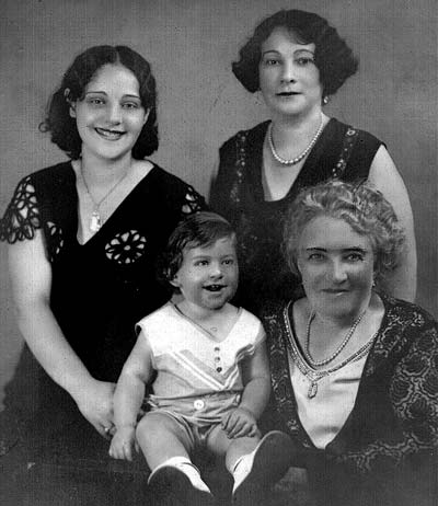 Harold Haft with mother Lila, grandmother Ida, and great-grandmother Sophie (1931?)