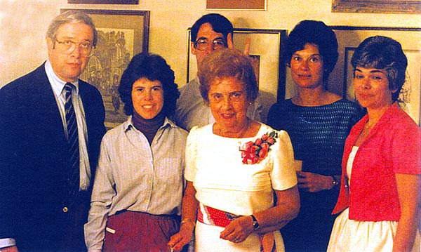 Dora Auerbach Cooper and family at her 75th birthday party (1983)