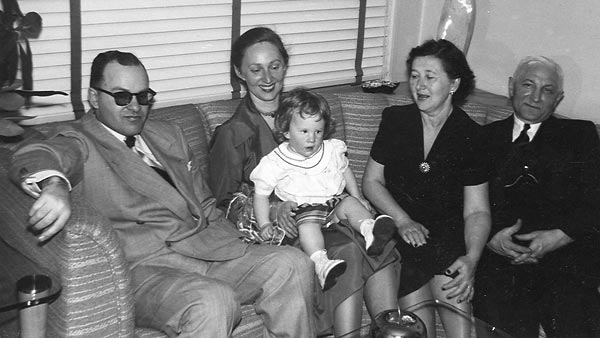 Helen & Paul Karlson and Jennie & Sam Pet with baby Eileen Karlson (abt 1950)