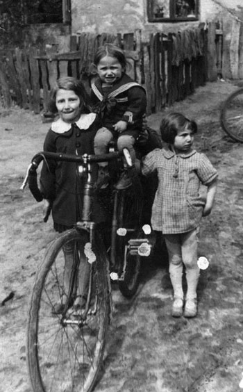 Leibele (on bike) with Josepha (on right) and unidentified cousin