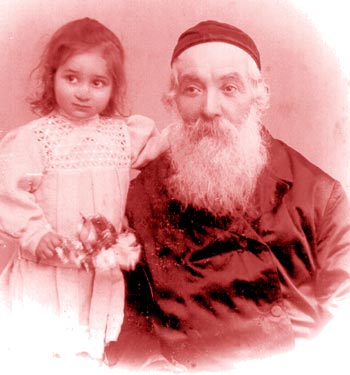 Old man and girl in Belchatow, Poland (before 1910) -- Who are they? 